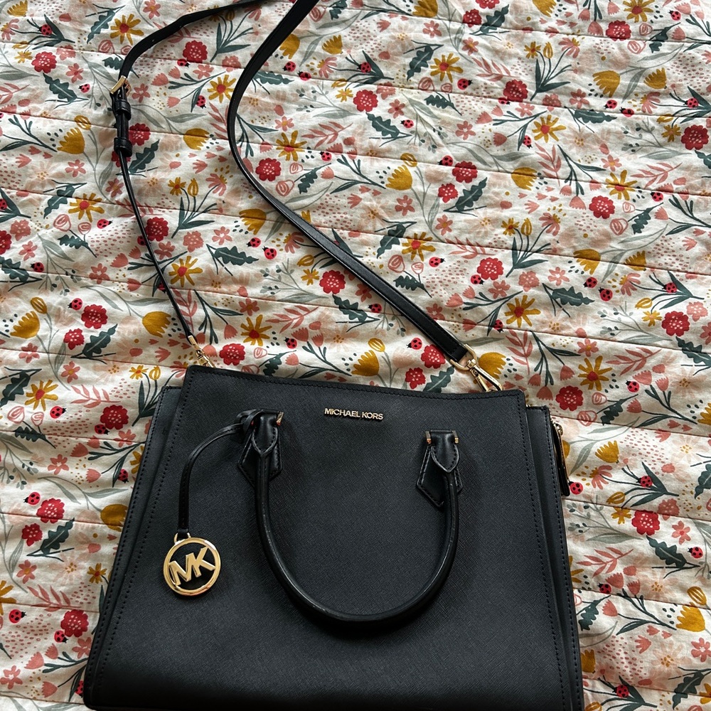 Michael Kors Black Leather Tote Bag - Picture 1 of 2